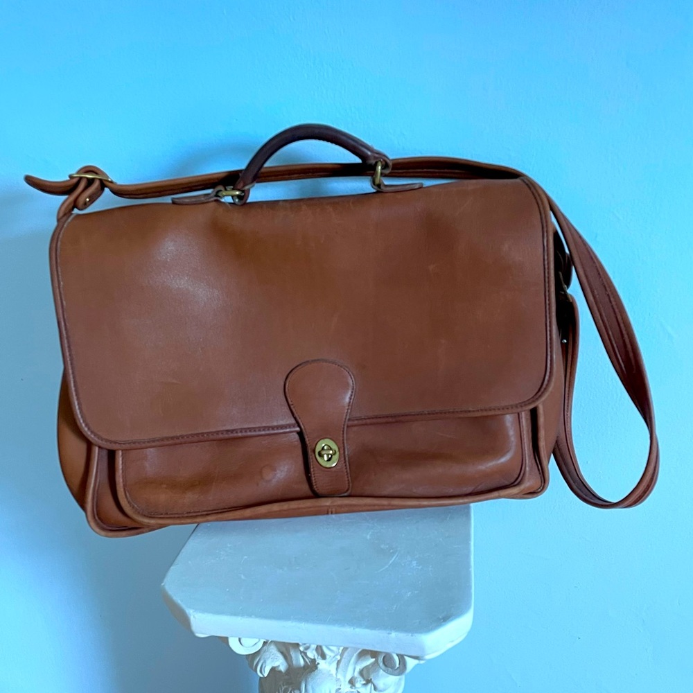 Vintage Coach British Tan Leather Portfolio Briefcase Bag Business Collection - Picture 8 of 14